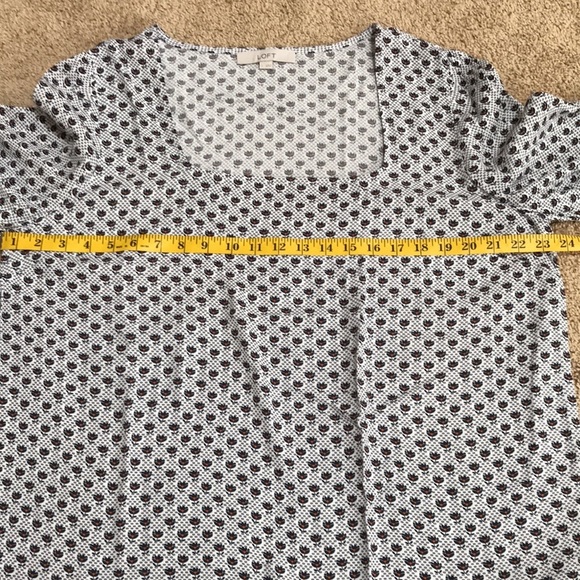 Loft large white printed long sleeve square neck top. - Picture 8 of 8